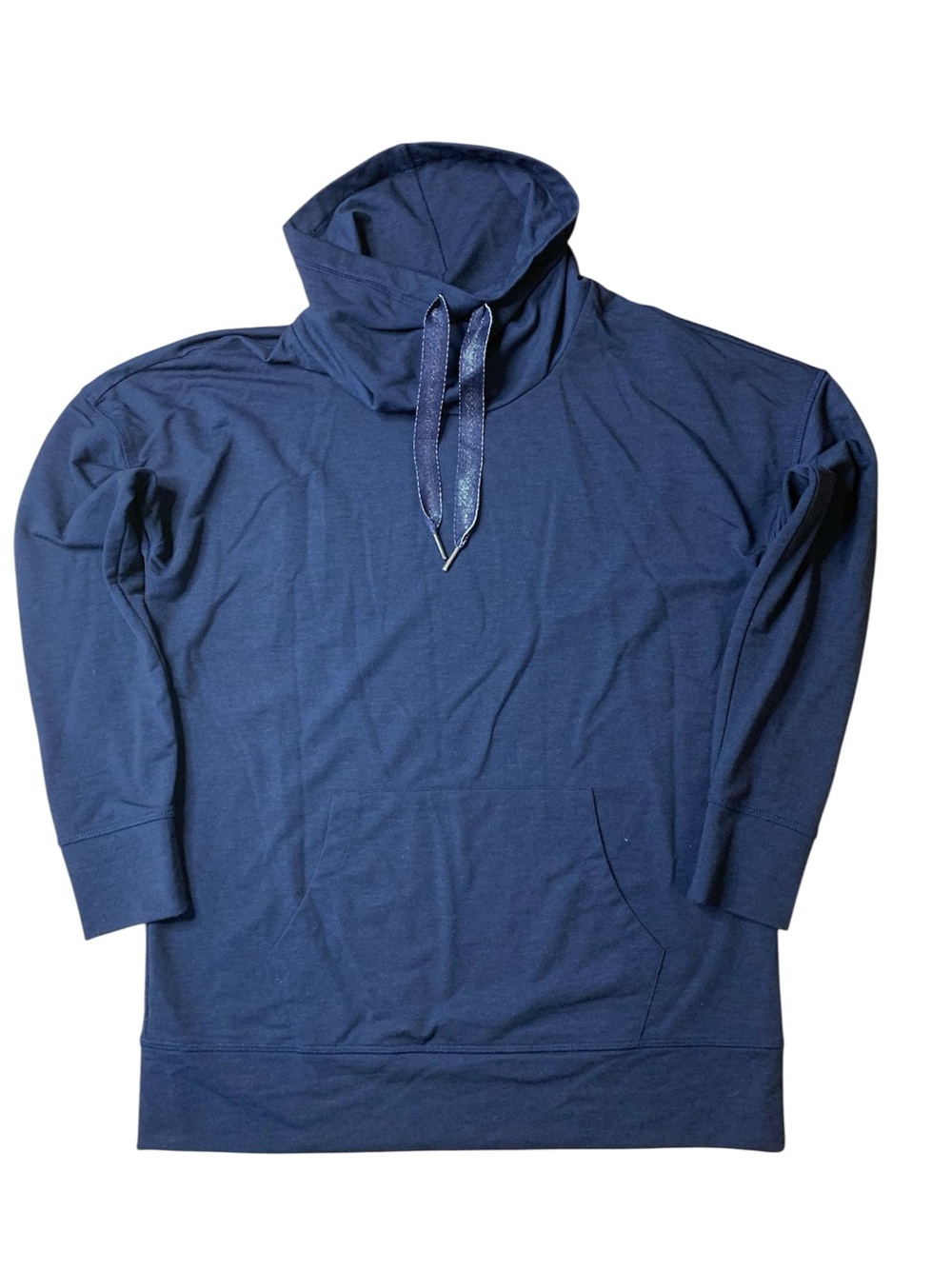 Denver Hayes Blue Cowl Neck Hoodie Sweatshirt Pocket Size Medium M